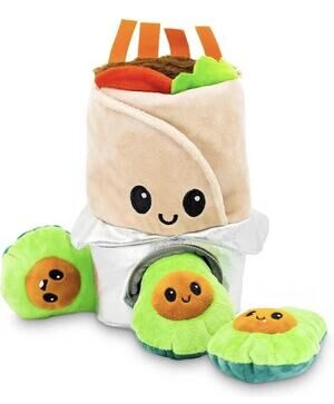 Pet Craft Supply Hide N Seek Plush Dog Toys Squeaky Crinkle Chewy Burrito